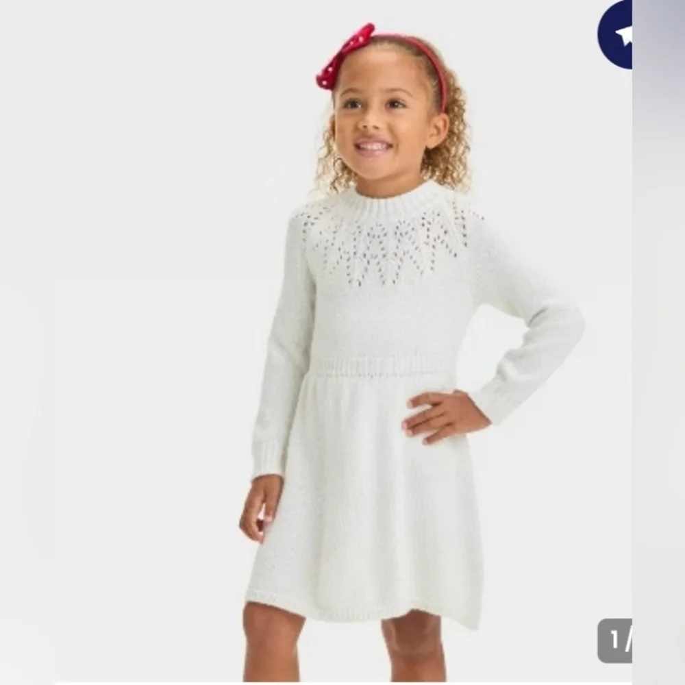 Cat & Jack Toddler Girls' Pointelle Sweater Dress  Cream